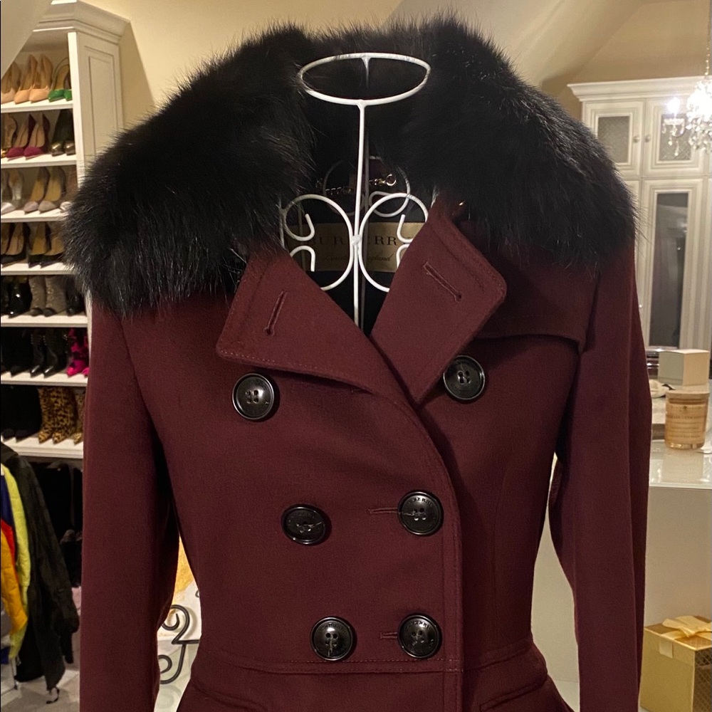 Today ONLY💥Burberry Wool Cashmere Burgundy Coat